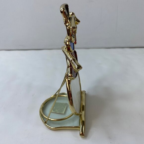 Stained Glass Snowman Tealight Holder White Red Black Blue Yellow - Picture 3 of 4